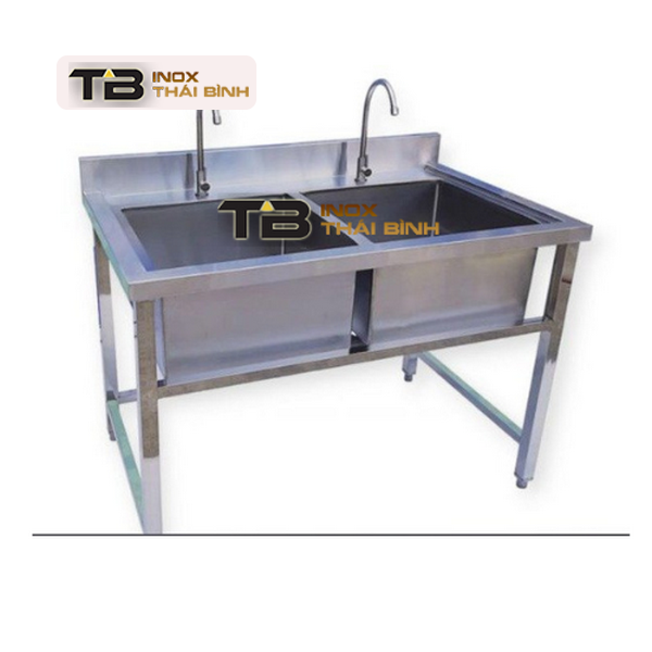 #1 Chậu rửa inox đôi có thành sau Bình Long –0983.637.122