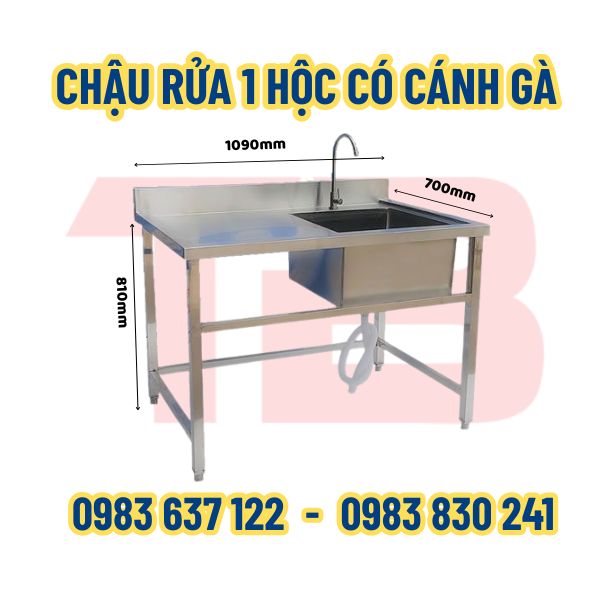 Chậu rửa 1 hộc có cánh gà