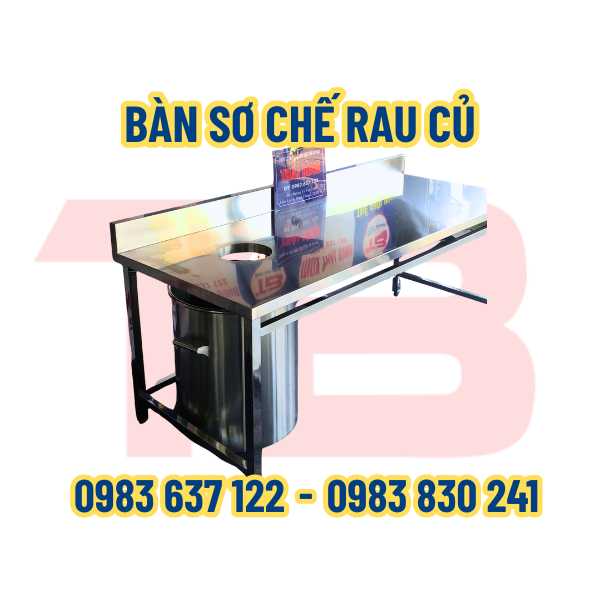 BÀN SƠ CHẾ RAU CỦ CÓ LỖ THOÁT RÁC - BSCR-2000