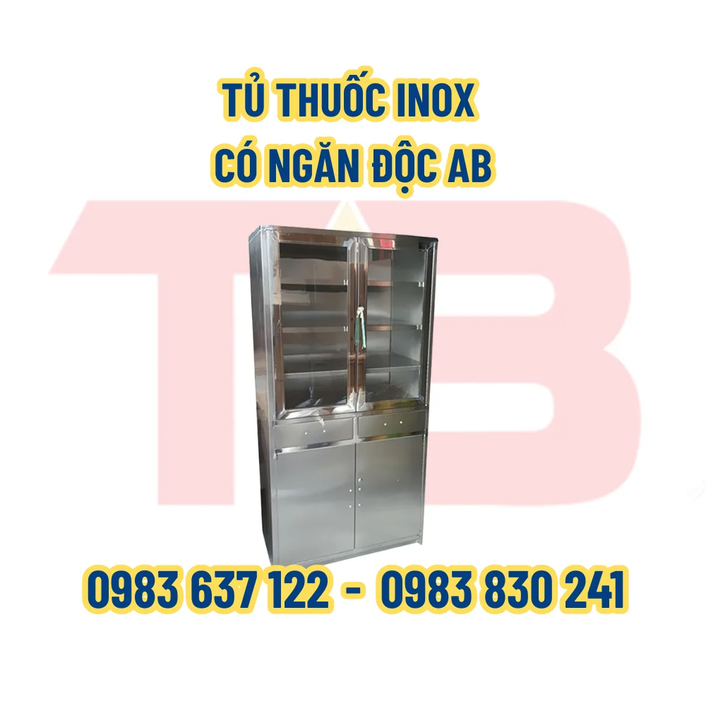 TỦ THUỐC INOX CÓ NGĂN ĐỘC AB 800x400x1600