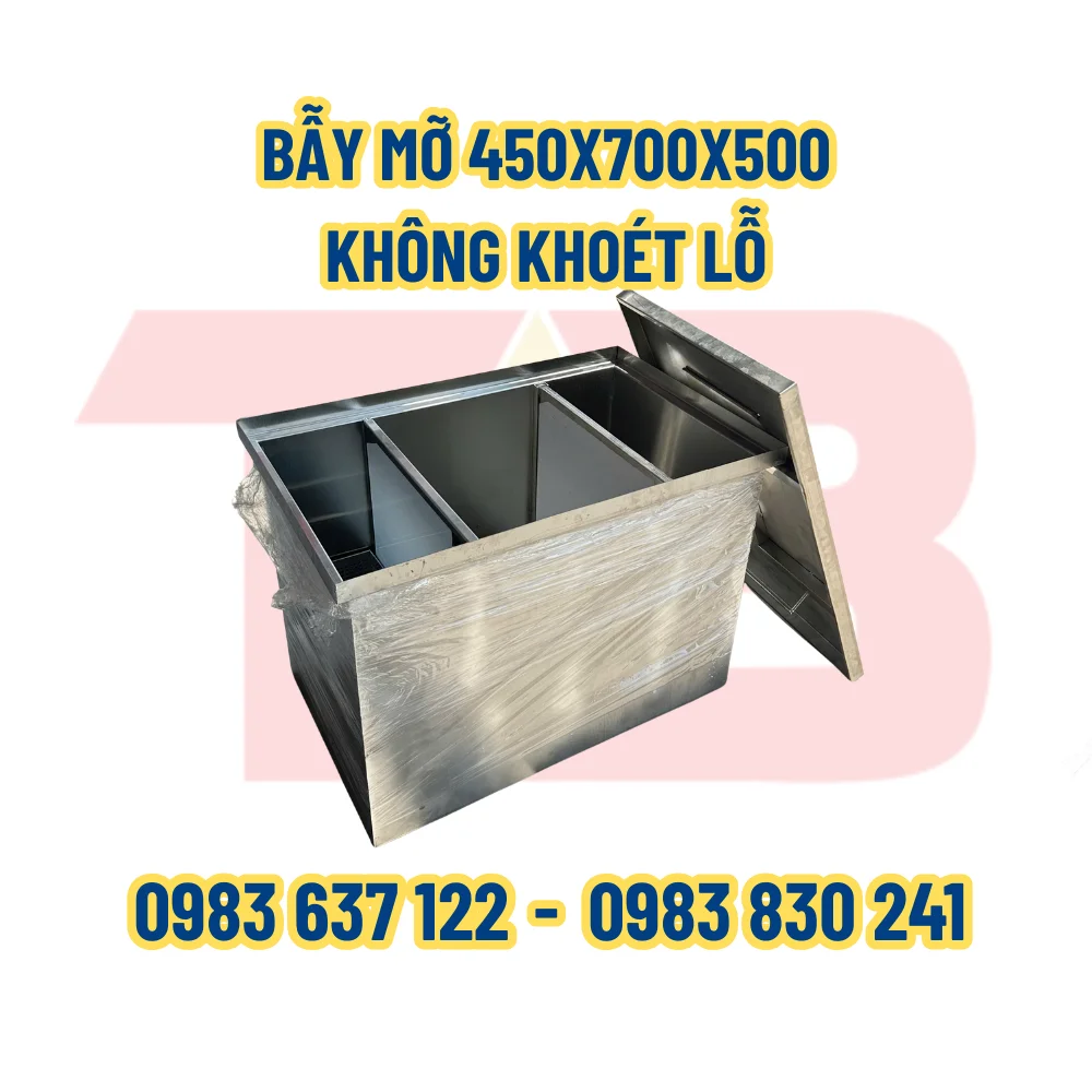 BẪY MỠ INOX 450x700x500 KHÔNG KHOÉT LỖ